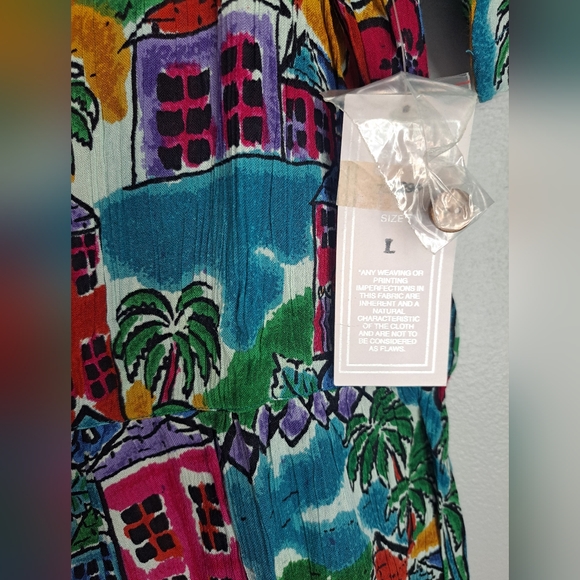 Day For Night Vintage Wide Leg Vacation Romper Jumpsuit #New Sz Large Fun Print - Picture 4 of 12